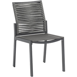 Meridian Maldives Grey Rope Fabric Outdoor Patio Dining Side Chair