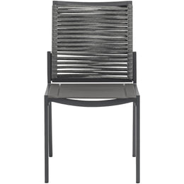 Meridian Maldives Grey Rope Fabric Outdoor Patio Dining Side Chair