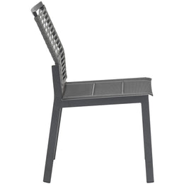 Meridian Maldives Grey Rope Fabric Outdoor Patio Dining Side Chair