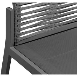 Meridian Maldives Grey Rope Fabric Outdoor Patio Dining Side Chair