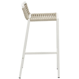 Meridian Maldives Cream Rope Fabric Outdoor Patio Barstool