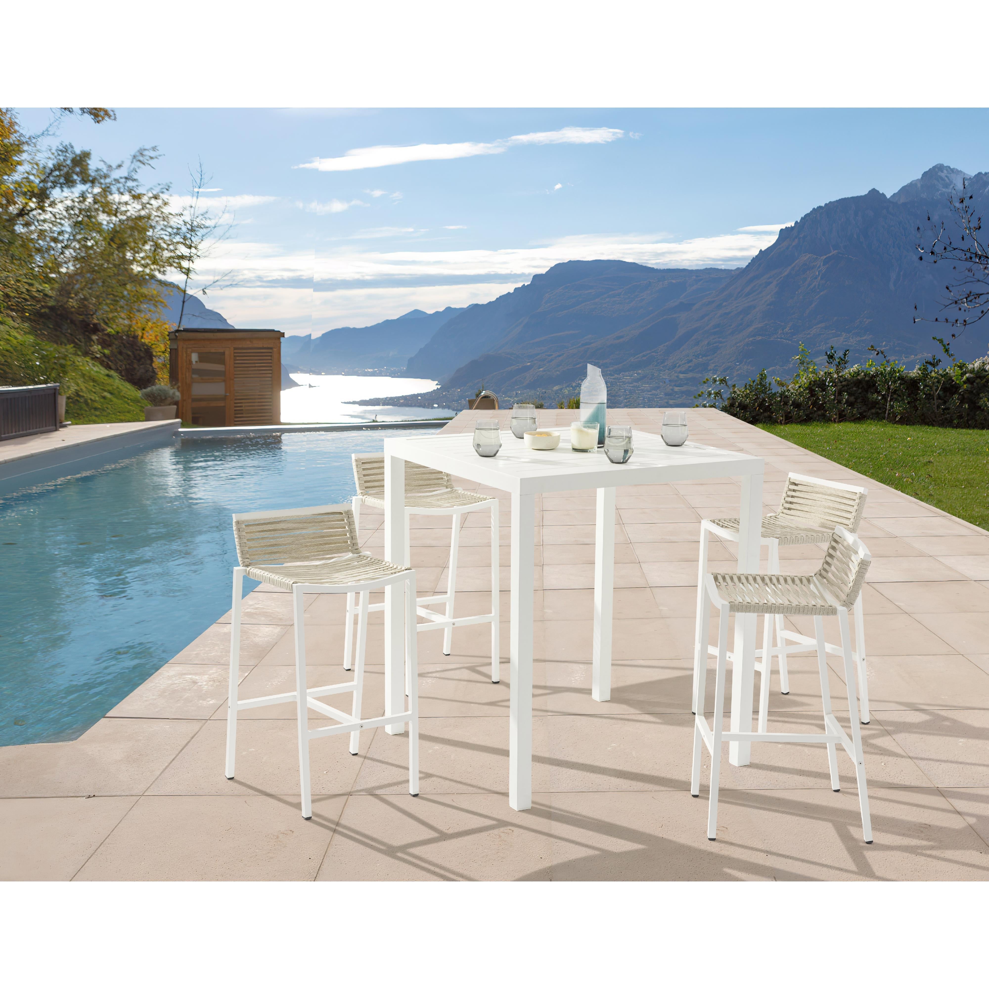Meridian Maldives Cream Rope Fabric Outdoor Patio Barstool