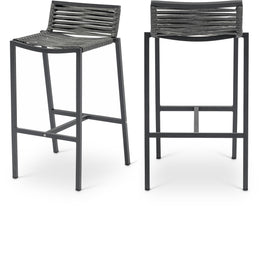 Meridian Maldives Grey Rope Fabric Outdoor Patio Barstool