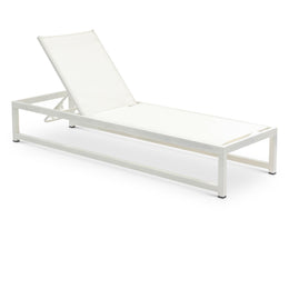 Meridian Maldives Cream Mesh Water Resistant Fabric Outdoor Patio Adjustable Sun Chaise Lounge Chair