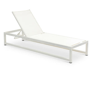 Meridian Maldives Cream Mesh Water Resistant Fabric Outdoor Patio Adjustable Sun Chaise Lounge Chair