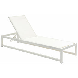 Meridian Maldives Cream Mesh Water Resistant Fabric Outdoor Patio Adjustable Sun Chaise Lounge Chair