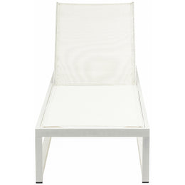 Meridian Maldives Cream Mesh Water Resistant Fabric Outdoor Patio Adjustable Sun Chaise Lounge Chair