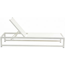 Meridian Maldives Cream Mesh Water Resistant Fabric Outdoor Patio Adjustable Sun Chaise Lounge Chair