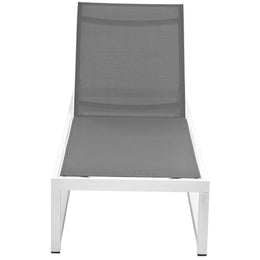 Meridian Maldives Grey Mesh Water Resistant Fabric Outdoor Patio Adjustable Sun Chaise Lounge Chair