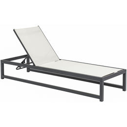 Meridian Maldives Cream Mesh Water Resistant Fabric Outdoor Patio Adjustable Sun Chaise Lounge Chair