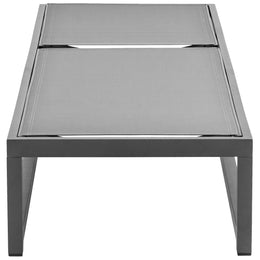 Meridian Maldives Grey Mesh Water Resistant Fabric Outdoor Patio Adjustable Sun Chaise Lounge Chair
