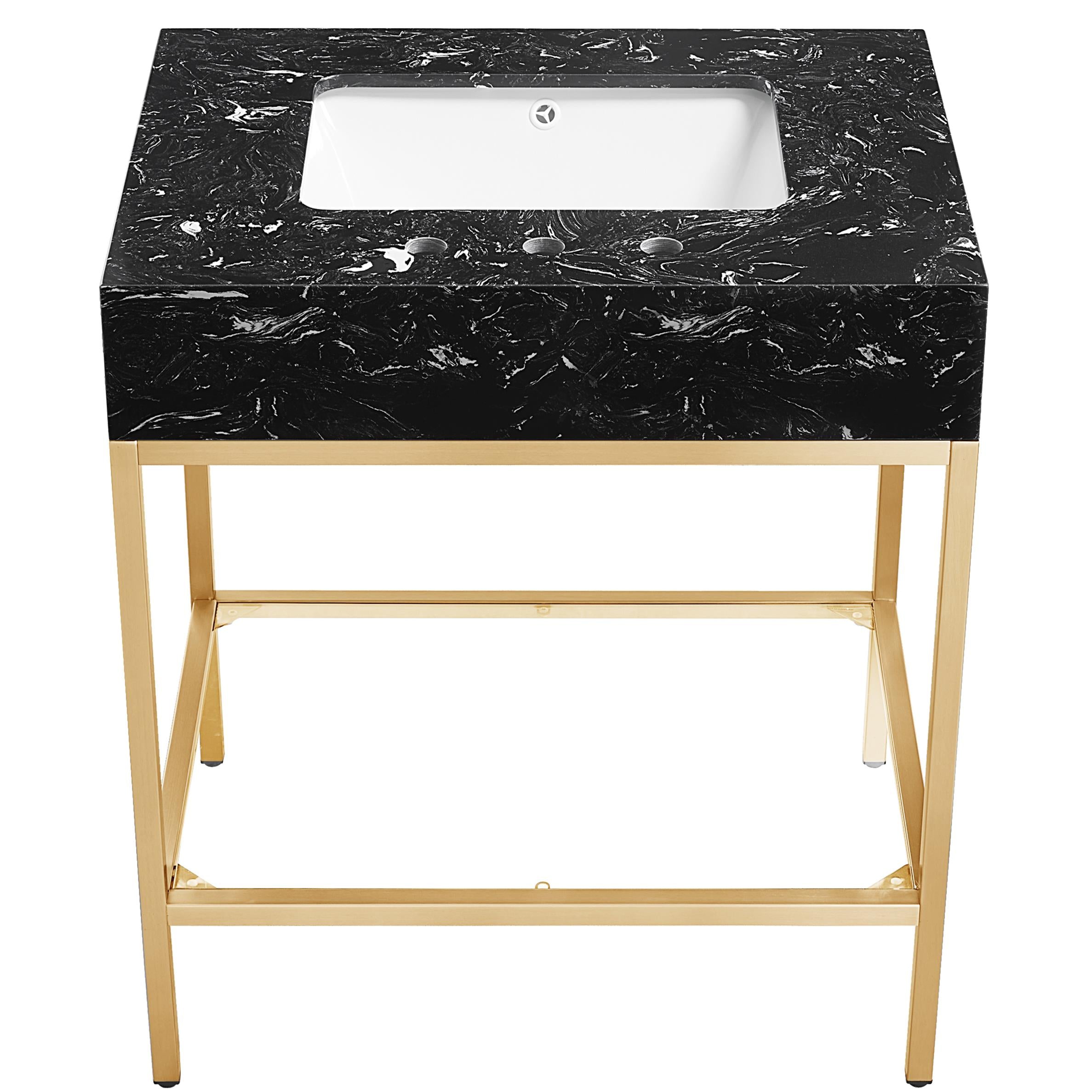 Meridian Marmo Black Engineered Marble Bathroom Vanity