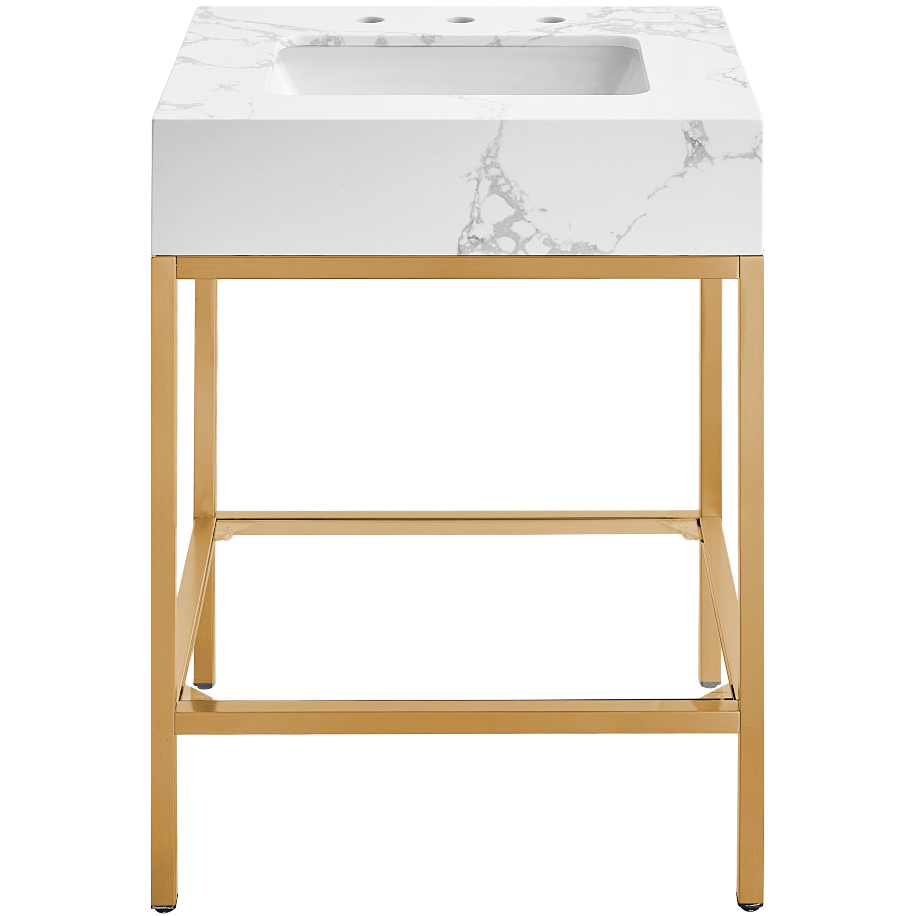Meridian Marmo White Engineered Marble Bathroom Vanity
