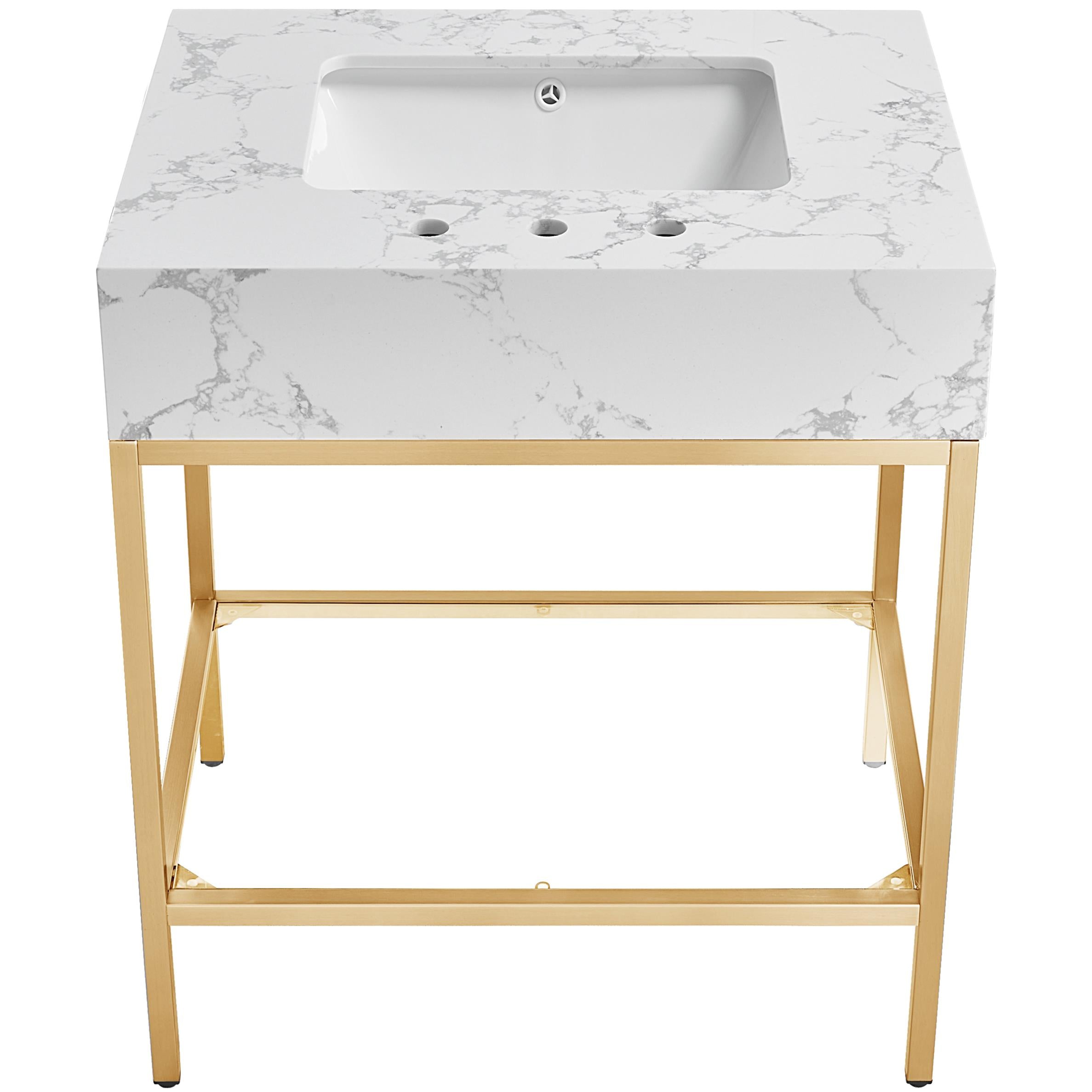 Meridian Marmo White Engineered Marble Bathroom Vanity
