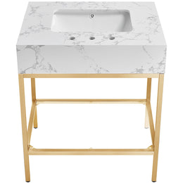 Meridian Marmo White Engineered Marble Bathroom Vanity