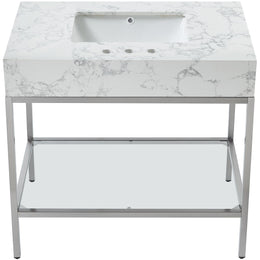 Meridian Marmo White Engineered Marble Bathroom Vanity
