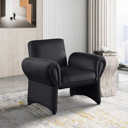 Meridian Fleurette Black Velvet Accent Chair