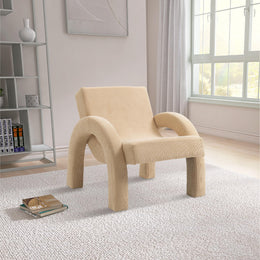 Meridian Corduroy Beige Corduroy Fabric Accent Chair