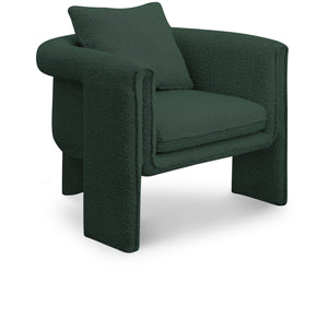 Meridian Stylus Green Boucle Fabric Accent Chair
