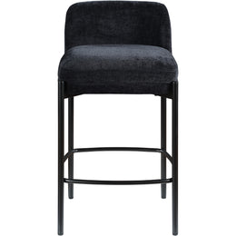 Meridian Burton Black Chenille Fabric Stool