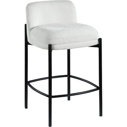 Meridian Burton Cream Chenille Fabric Stool