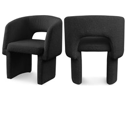 Meridian Emmet Black Boucle Fabric Dining Chair / Accent Chair