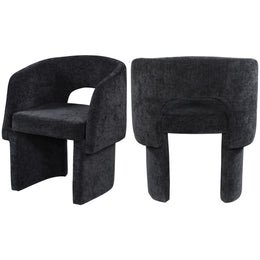 Meridian Emmet Black Chenille Fabric Dining Chair / Accent Chair