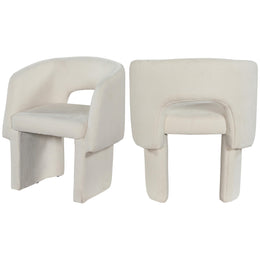 Meridian Emmet Cream Chenille Fabric Dining Chair / Accent Chair