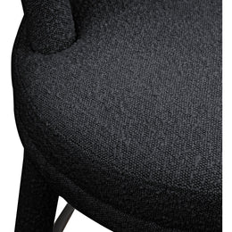 Meridian Parlor Black Boucle Fabric Stool