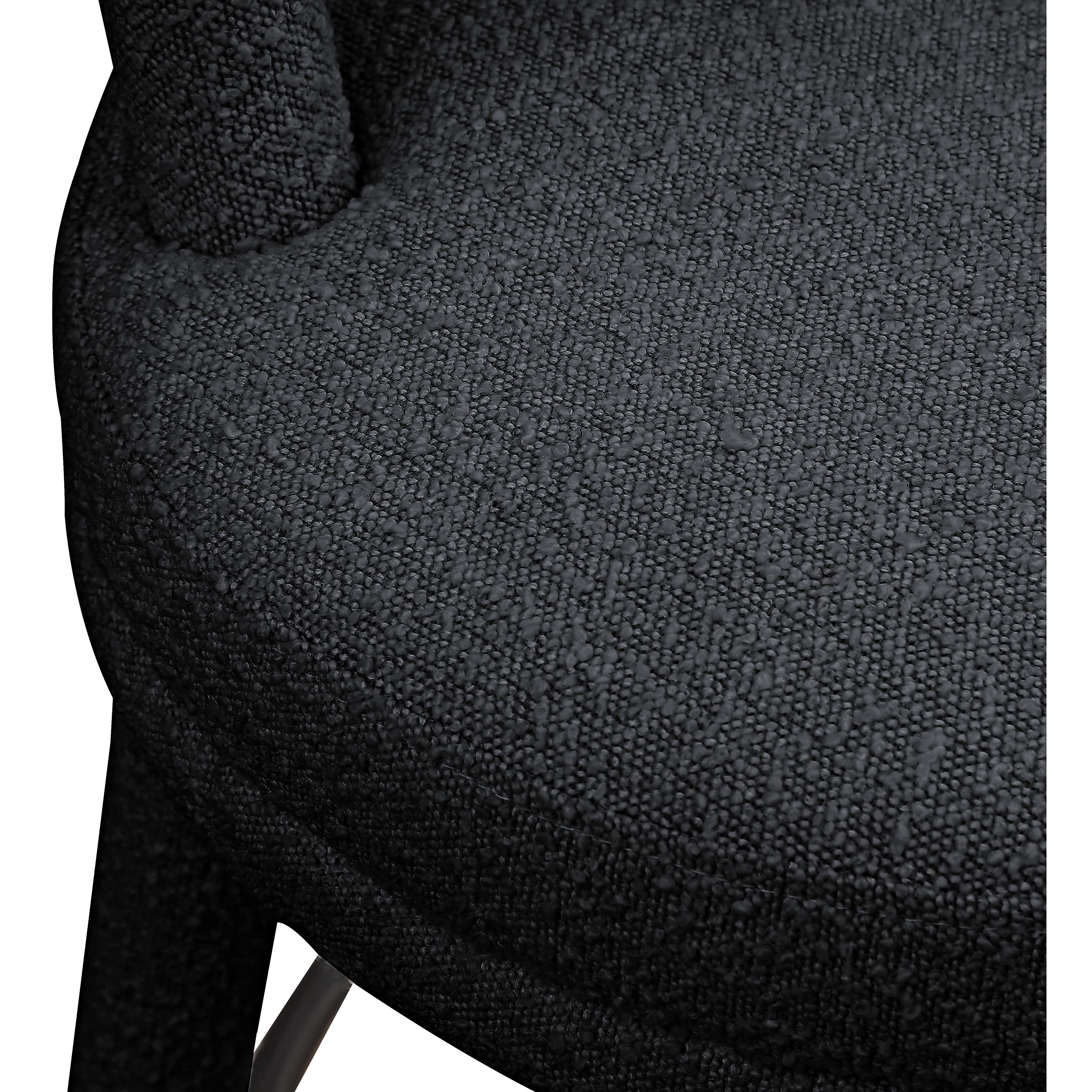 Meridian Parlor Black Boucle Fabric Stool