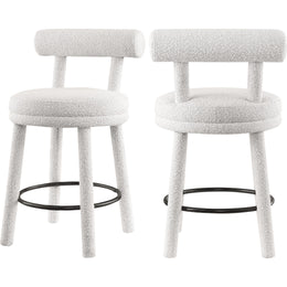 Meridian Parlor Cream Boucle Fabric Stool