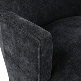 Meridian Clarita Black Chenille Fabric Swivel Accent Chair
