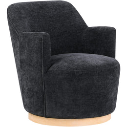 Meridian Clarita Black Chenille Fabric Swivel Accent Chair