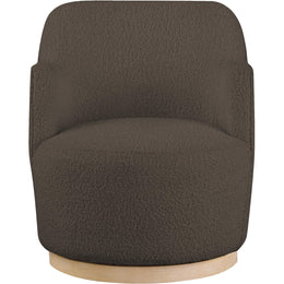 Meridian Clarita Brown Boucle Fabric Swivel Accent Chair