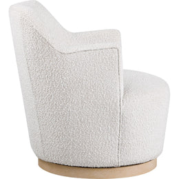 Meridian Clarita Cream Boucle Fabric Swivel Accent Chair