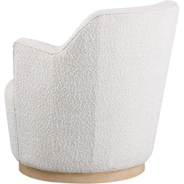 Meridian Clarita Cream Boucle Fabric Swivel Accent Chair
