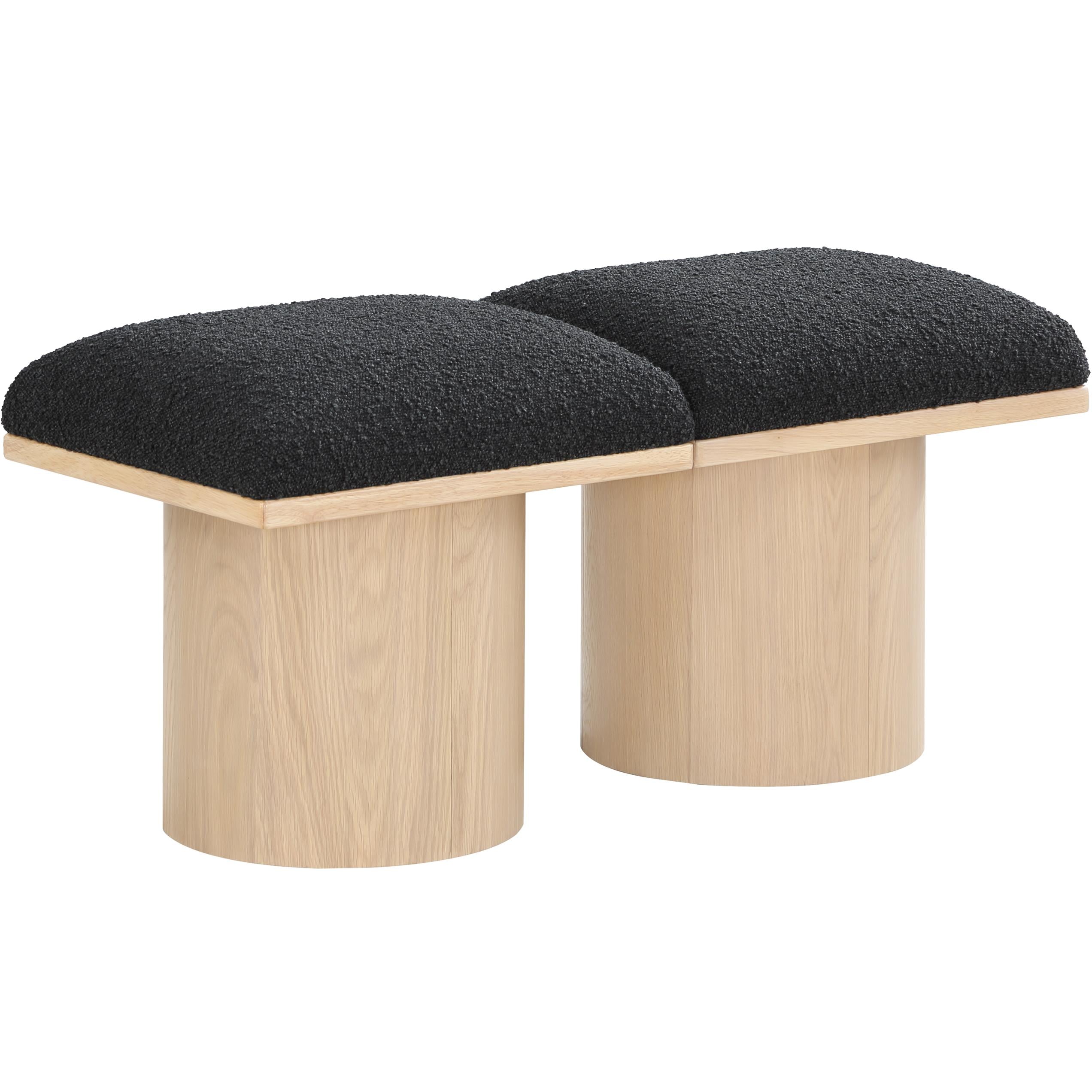 Meridian Pavilion Black Boucle Fabric Bench