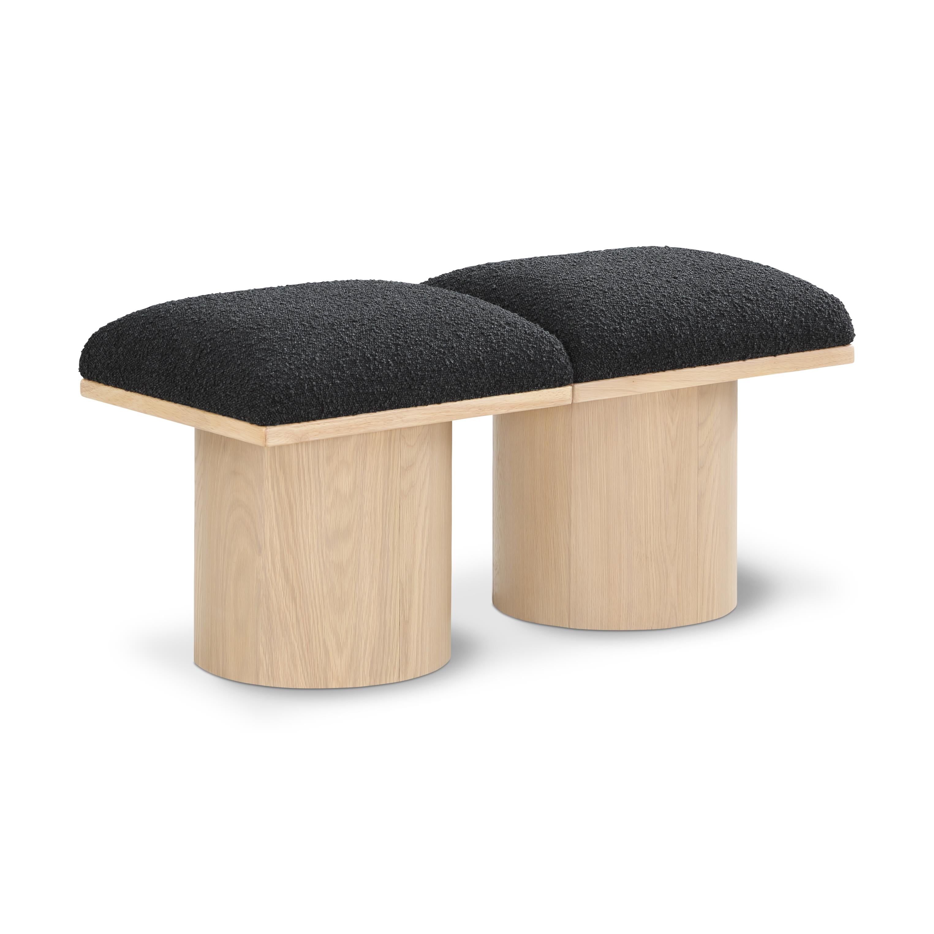 Meridian Pavilion Black Boucle Fabric Bench