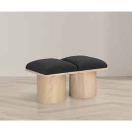 Meridian Pavilion Black Boucle Fabric Bench