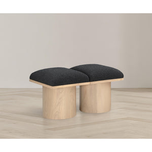 Meridian Pavilion Black Boucle Fabric Bench