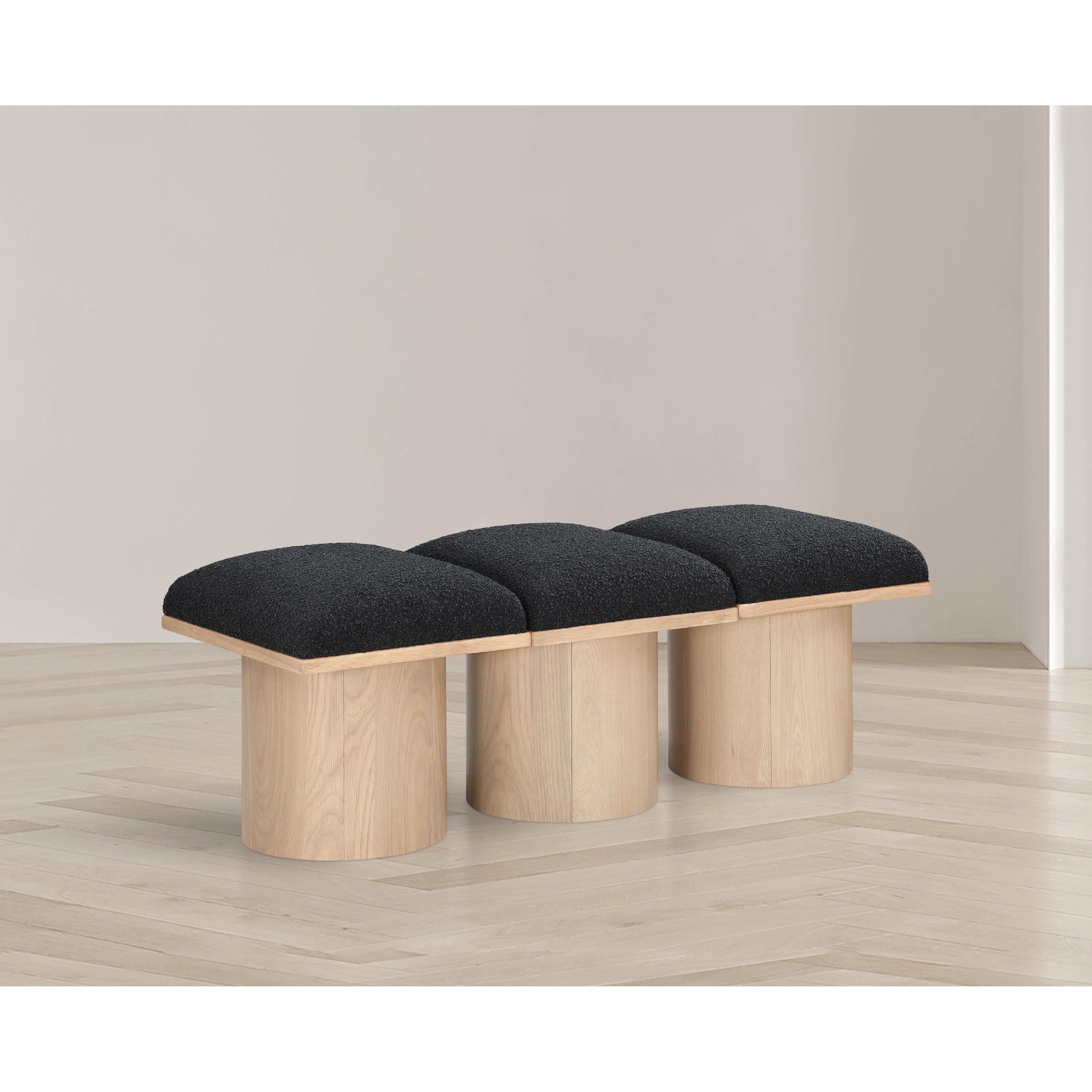 Meridian Pavilion Black Boucle Fabric Bench