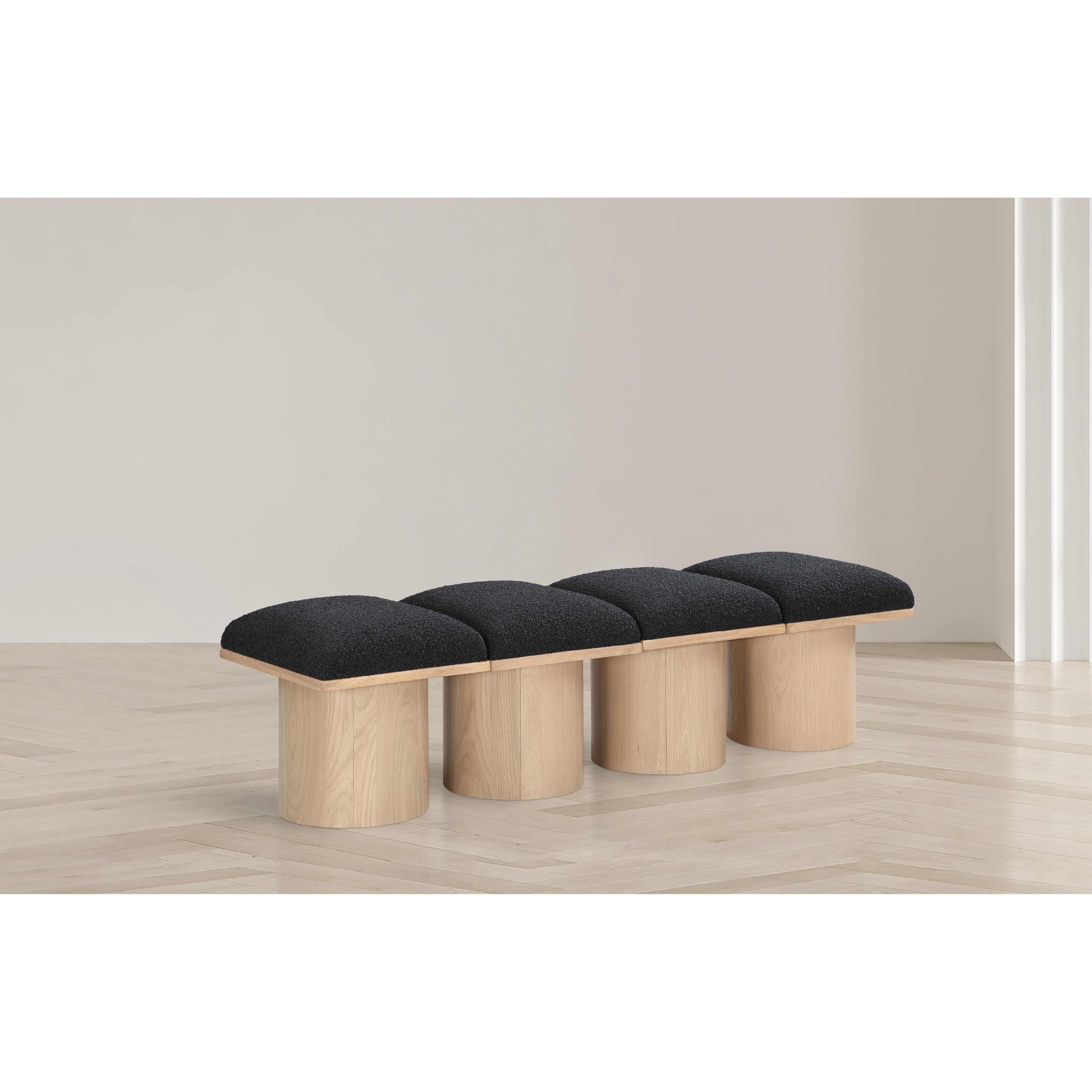 Meridian Pavilion Black Boucle Fabric Bench