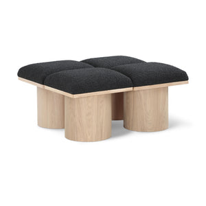 Meridian Pavilion Black Boucle Fabric Bench