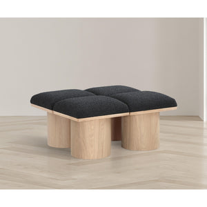 Meridian Pavilion Black Boucle Fabric Bench