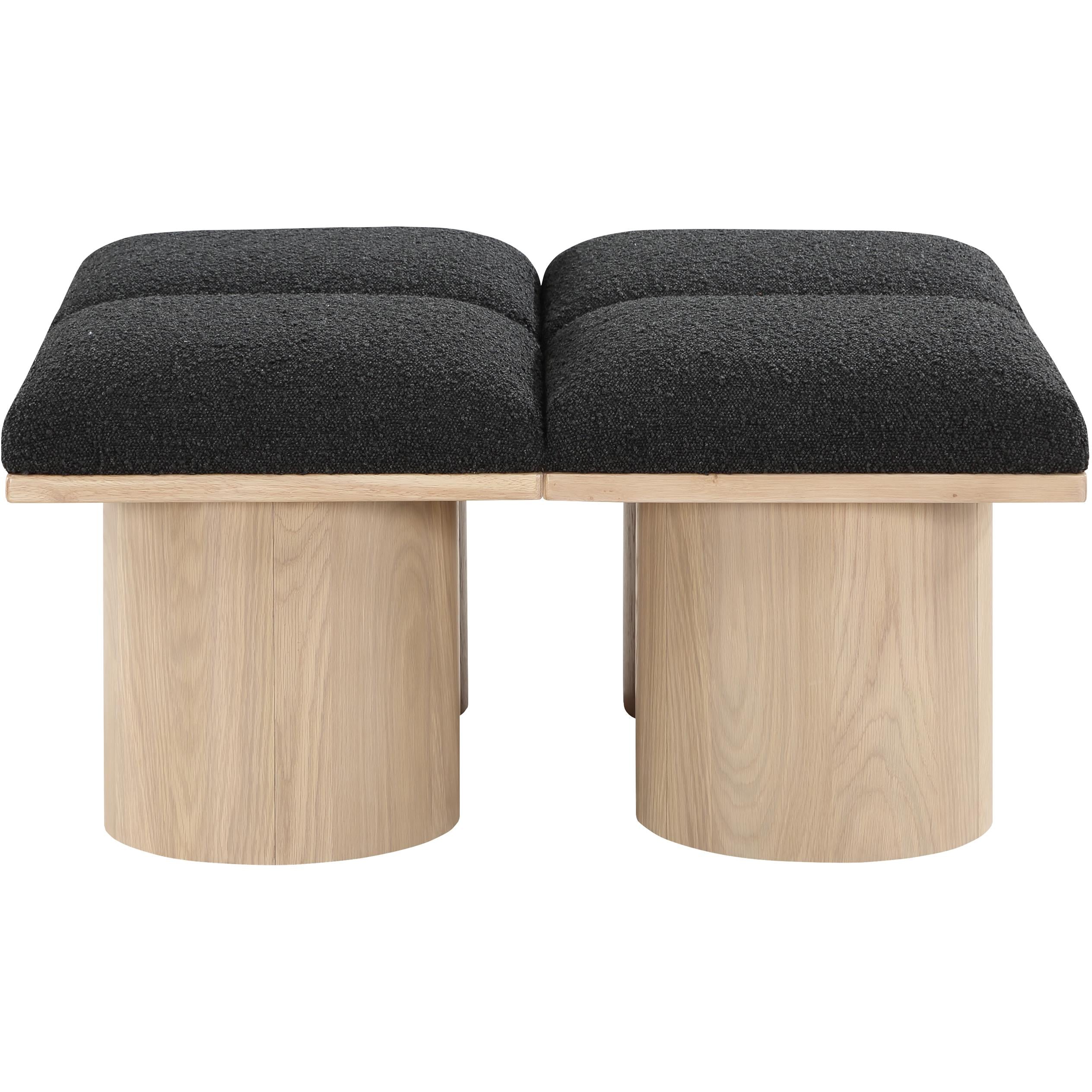 Meridian Pavilion Black Boucle Fabric Bench