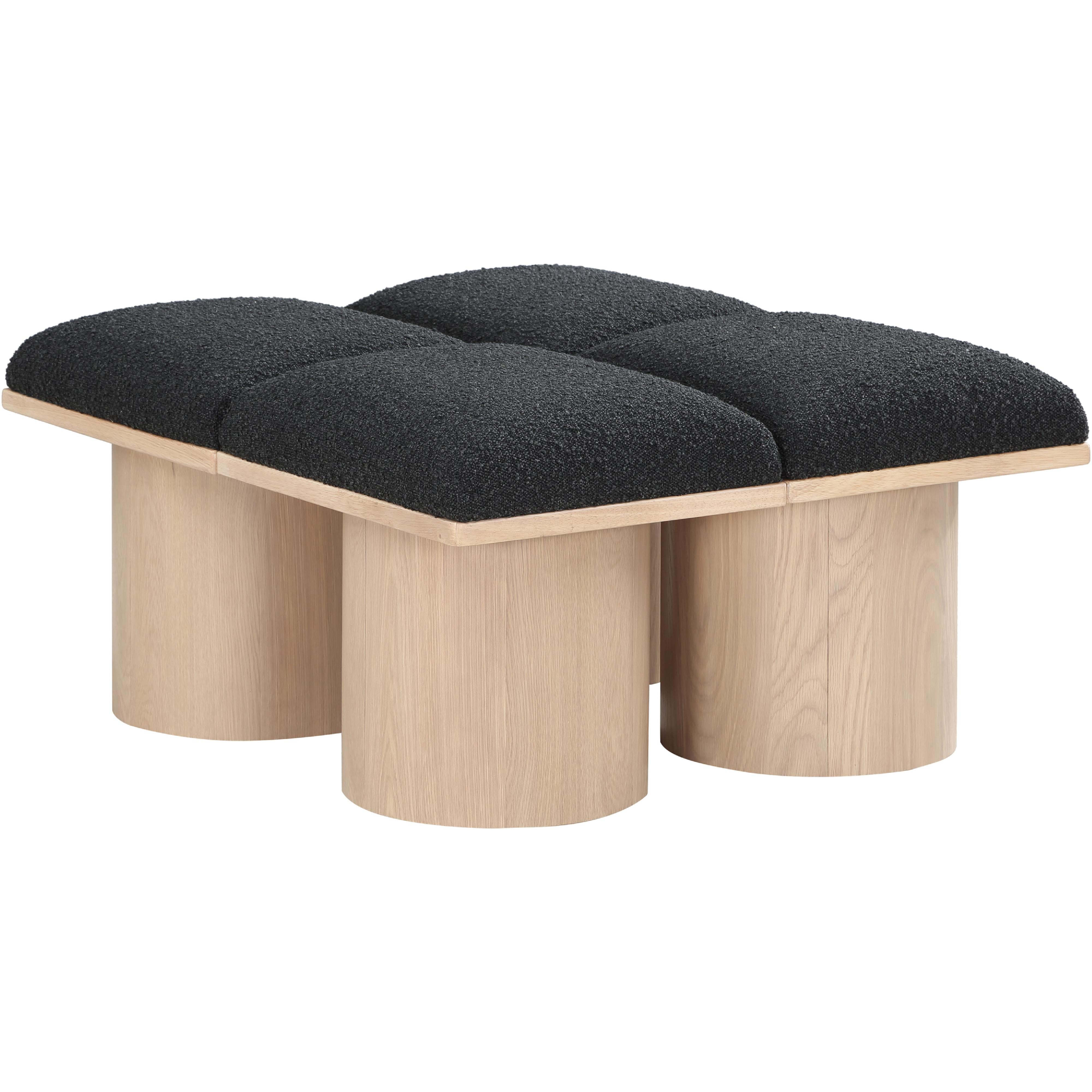Meridian Pavilion Black Boucle Fabric Bench