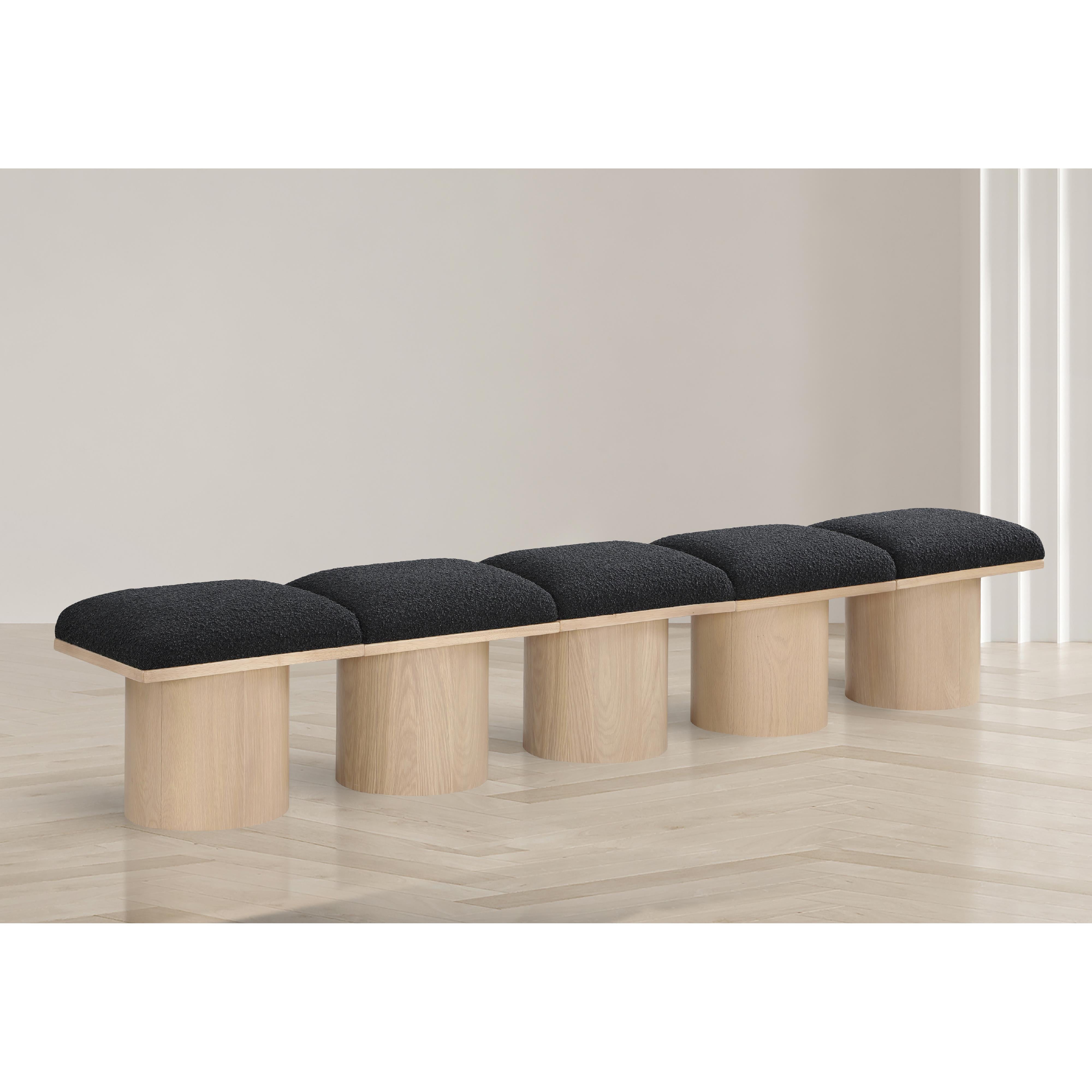 Meridian Pavilion Black Boucle Fabric Bench