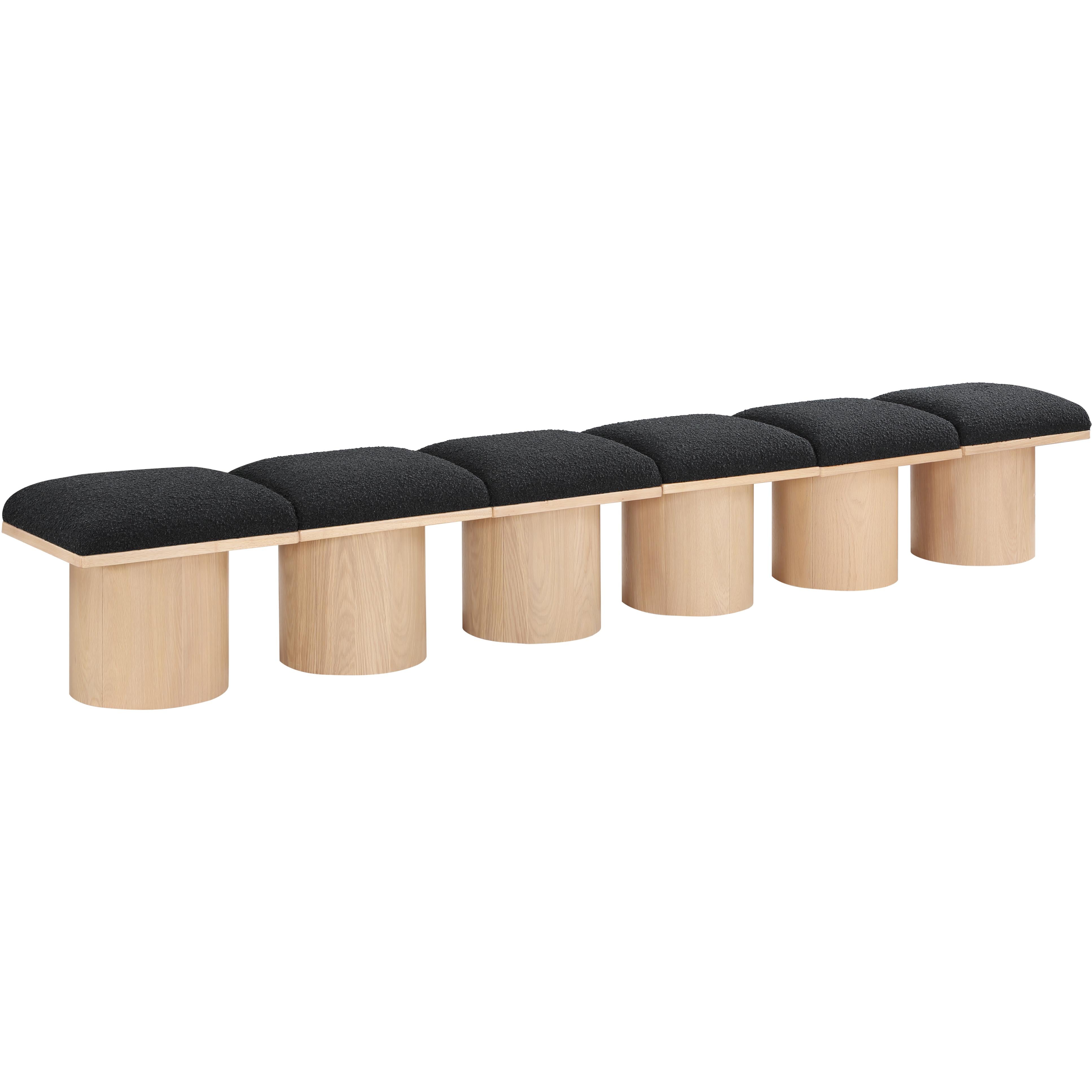 Meridian Pavilion Black Boucle Fabric Bench