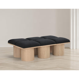 Meridian Pavilion Black Boucle Fabric Bench