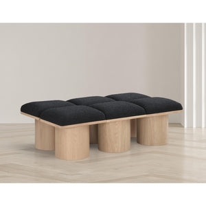 Meridian Pavilion Black Boucle Fabric Bench